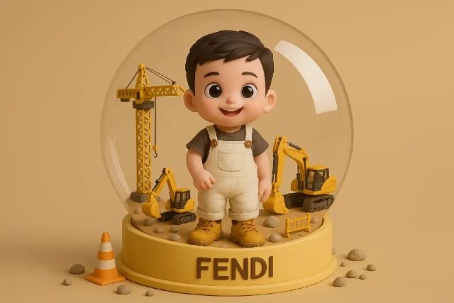 FENDI童趣雪景球 AI 生图提示词效果图
