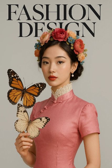 旗袍时尚杂志封面 AI 生图提示词效果图