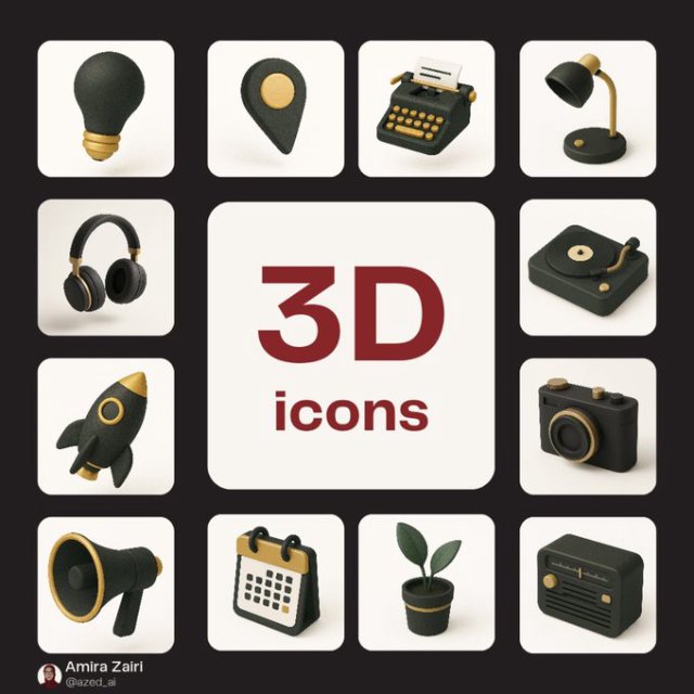极简3D图标 AI 生图提示词效果图