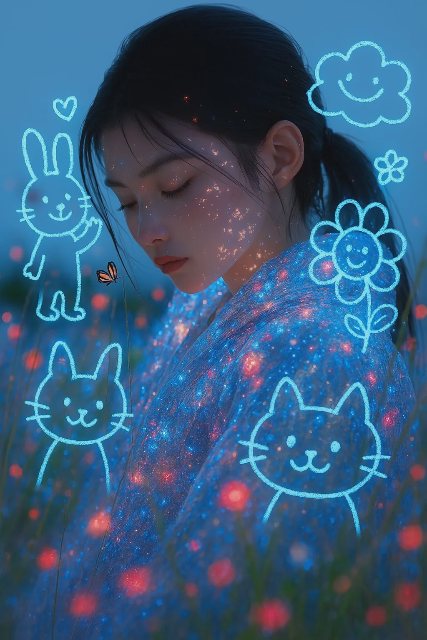 蓝笔互动涂鸦照 AI 生图提示词效果图