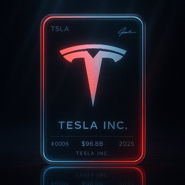 未来感Tesla Logo交易卡 AI 生图提示词效果图