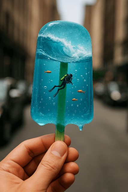 梦幻海底冰棍特写 AI 生图提示词效果图