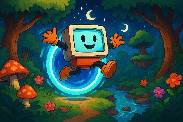 奇幻电脑头角色插画 AI 生图提示词效果图