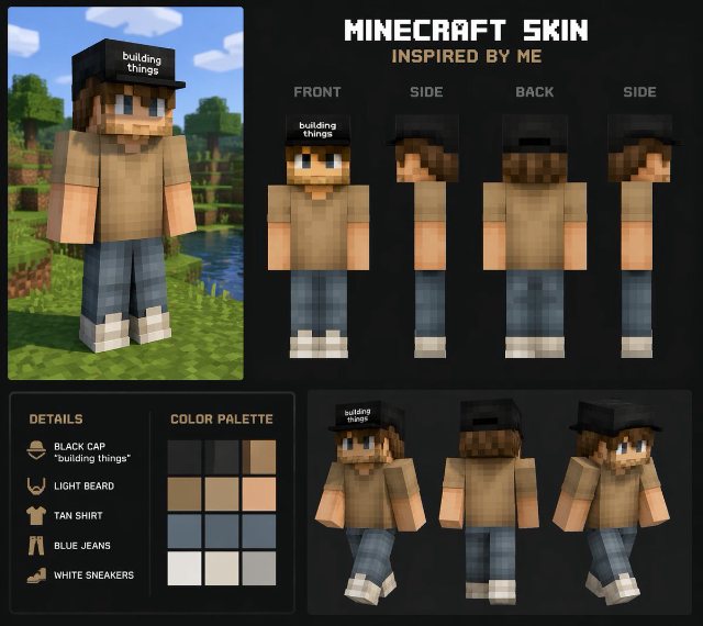 我的Minecraft皮肤设计 AI 生图提示词效果图