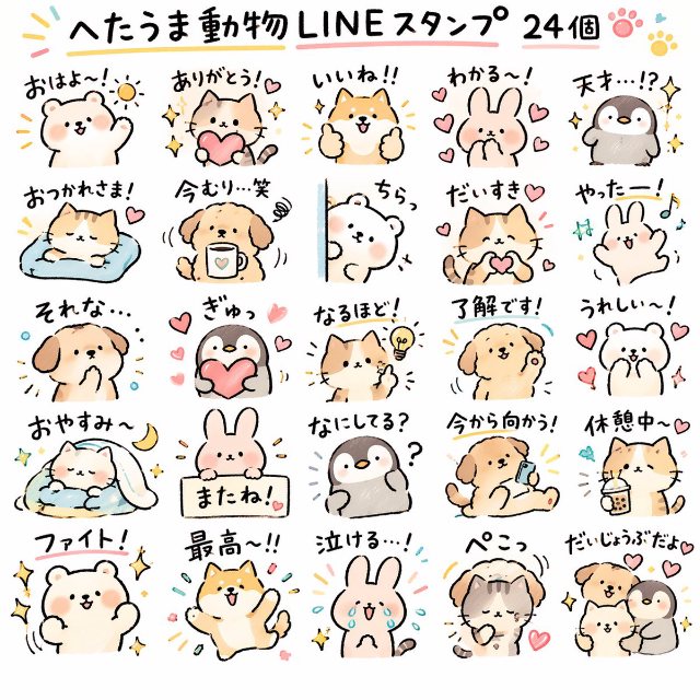 Z世代动物LINE贴纸 AI 生图提示词效果图
