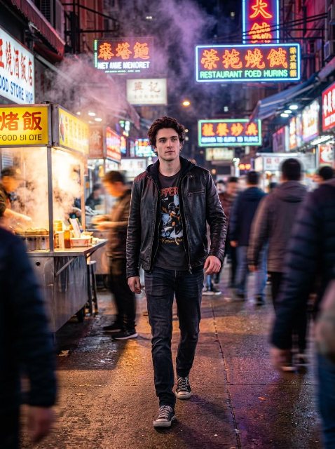 好莱坞风格街市漫步 AI 生图提示词效果图